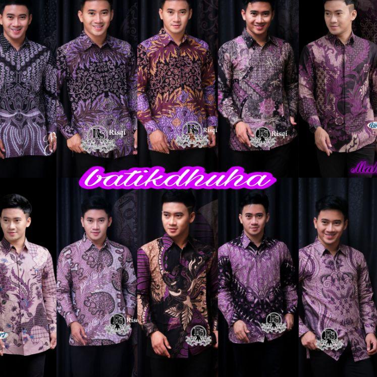 Order Sekarang BAJU BATIK KEMEJA PRIA LENGAN PANJANG SEKARJAGAT UNGU LILAC M L XL XXL