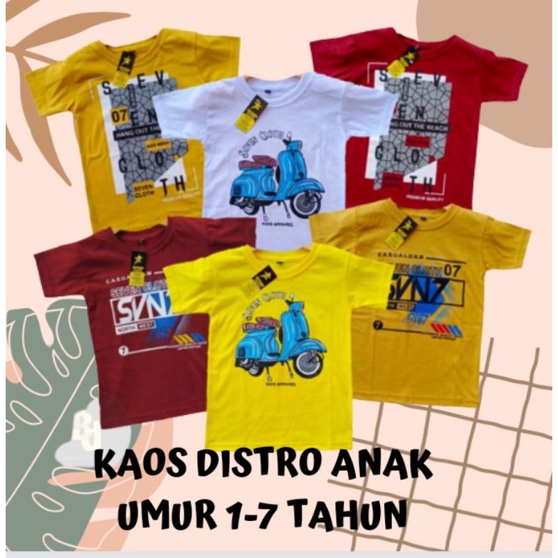 Kaos anak Laki laki Perempuan Usia 1 2 3 4 5 6 7  tahun Import Kualitas Premium