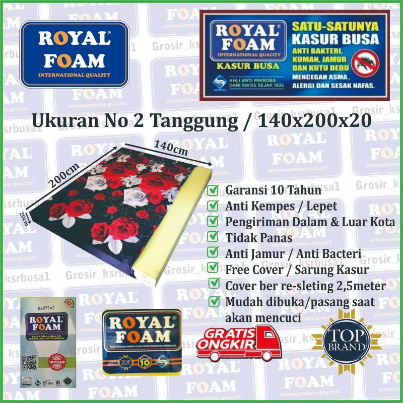 KASUR BUSA SUPER ROYAL FOAM UKURAN NO 2 TANGGUNG (140×200×20) FREE COVER RANDOM
