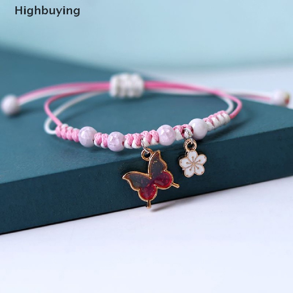 Hbid Fashion Gelang Kupu-Kupu Klasik Handmade Tali Kepang Rantai Adjustable Charm Bracelets Untuk Wanita Gadis Perhiasan Pesta Glory