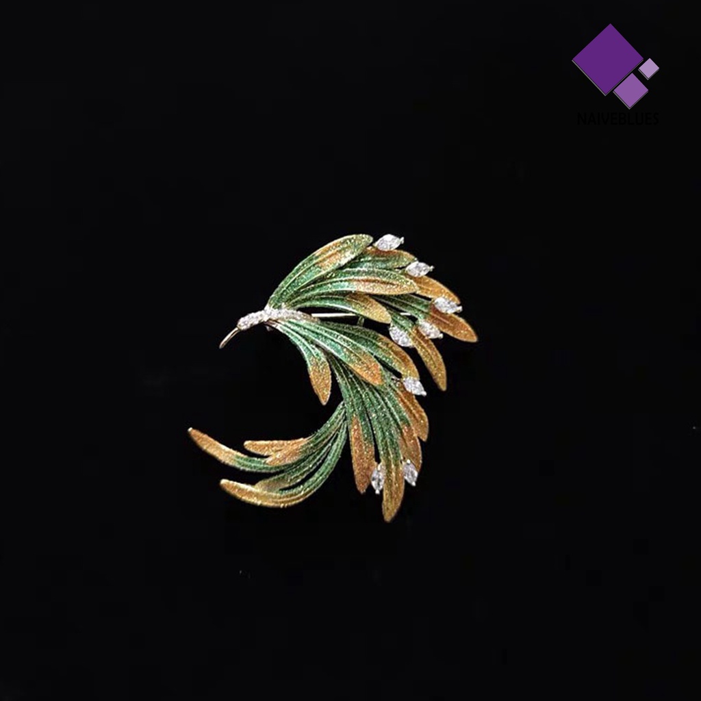 &lt; Naiveblues &gt; Vintage Ladies Bros Pin Phoenix Tail Indah Menetes Minyak Syal Pakaian Dekorasi