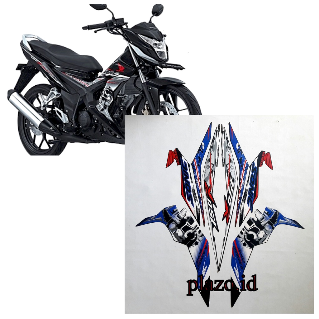 Striping stiker honda Sonic 150r 2015 Full Hitam-Biru