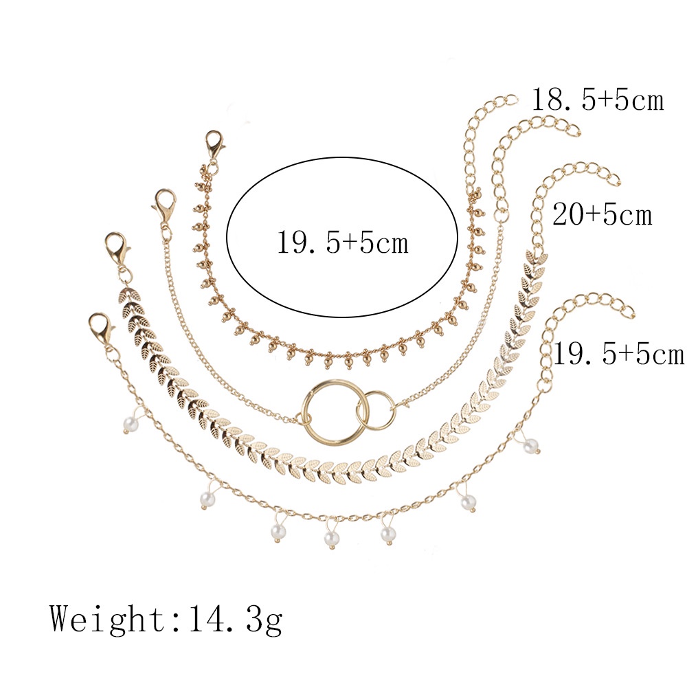 Gelang Lingkaran Geometris Mode Sederhana Yang Dipersonalisasi Pola Panah Mutiara Liontin 4-piece Bracelet