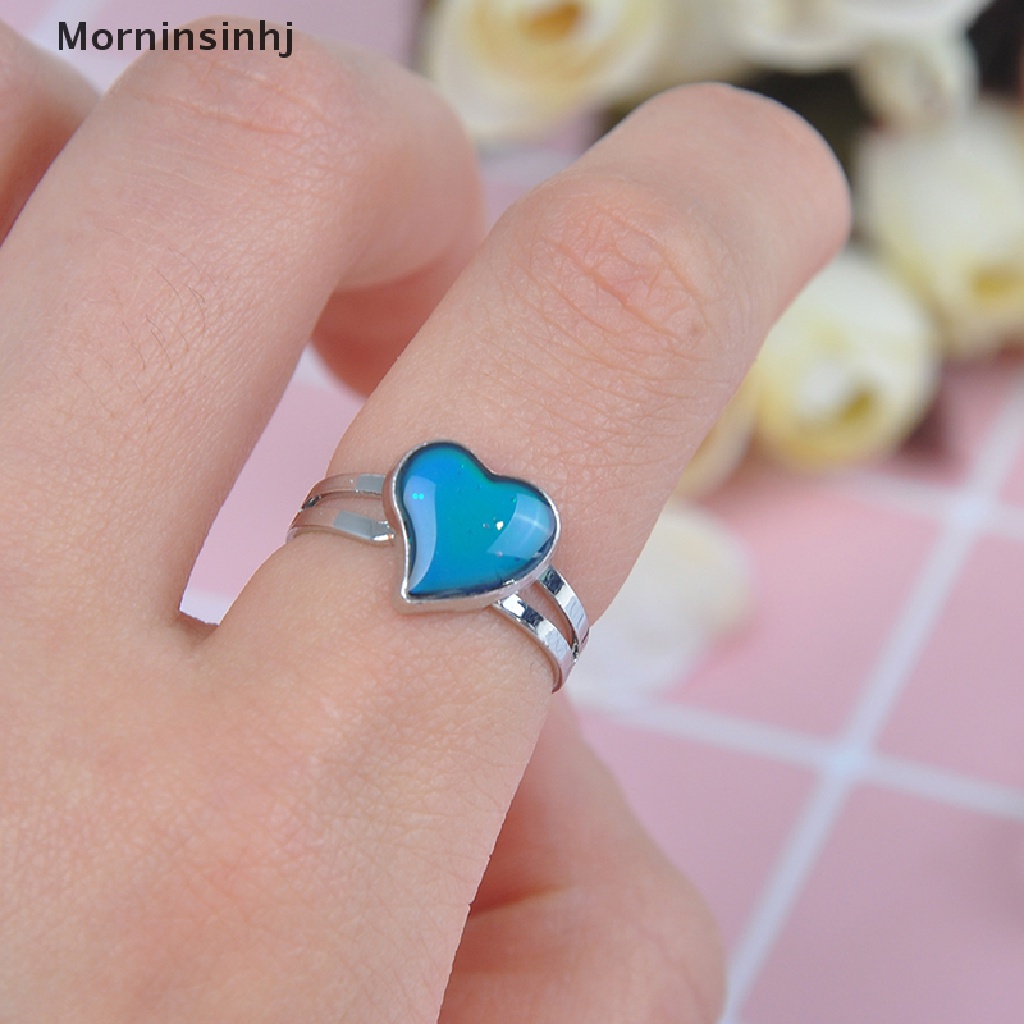 Mornin Mood ring band Berubah Warna by temperature ajustable heart  Id