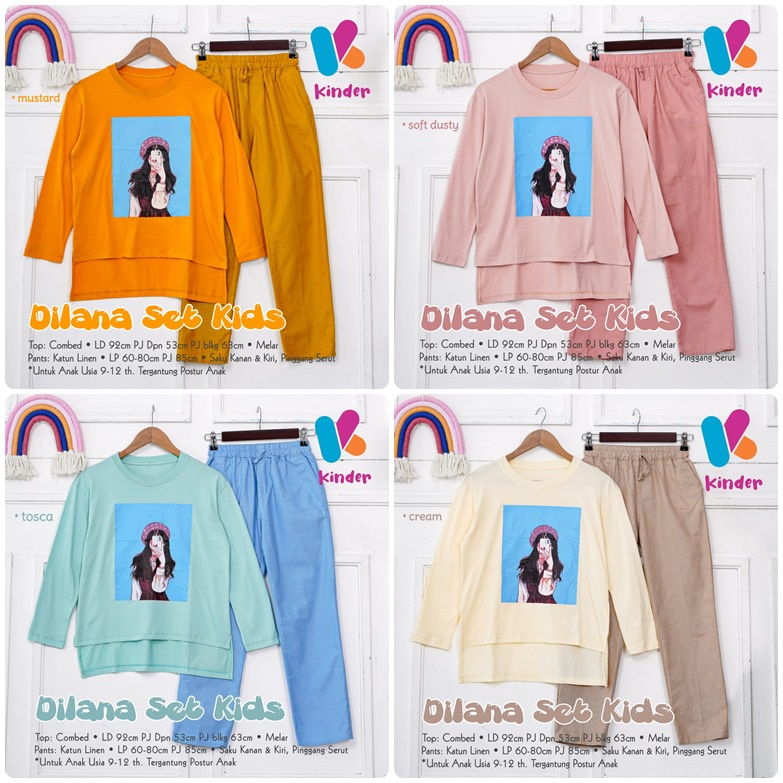 SETELAN ANAK / 29.9 / HILYA DILANA / ONESET COMBAD MIX LINEN / LD 92 CM / BAJU ANAK / 10-12 TH / KINDER
