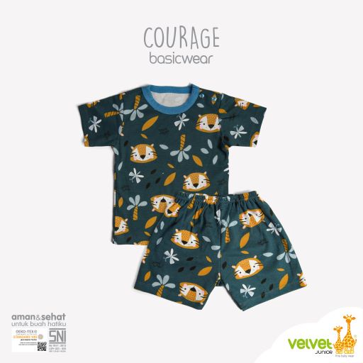 Velvet Setelan Oblong Baju Pendek dan Celana Pendek Motif Tree House Terbaru