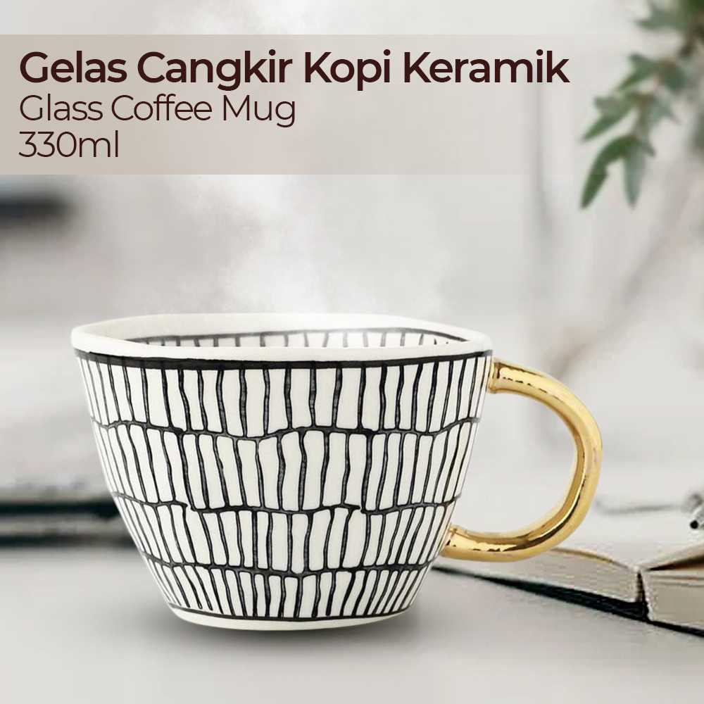 (BISA COD) FTIHSHP MEILING Gelas Cangkir Kopi Keramik Glass Coffee Mug 330ml - H1216