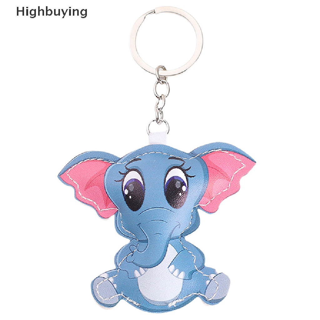 Hbid Kawaii Kartun Gantungan Kunci PU Kulit Lucky Cat Fox Dinosaurus Bulldog Key Chain Bag Pendant Keyring Hadiah Glory