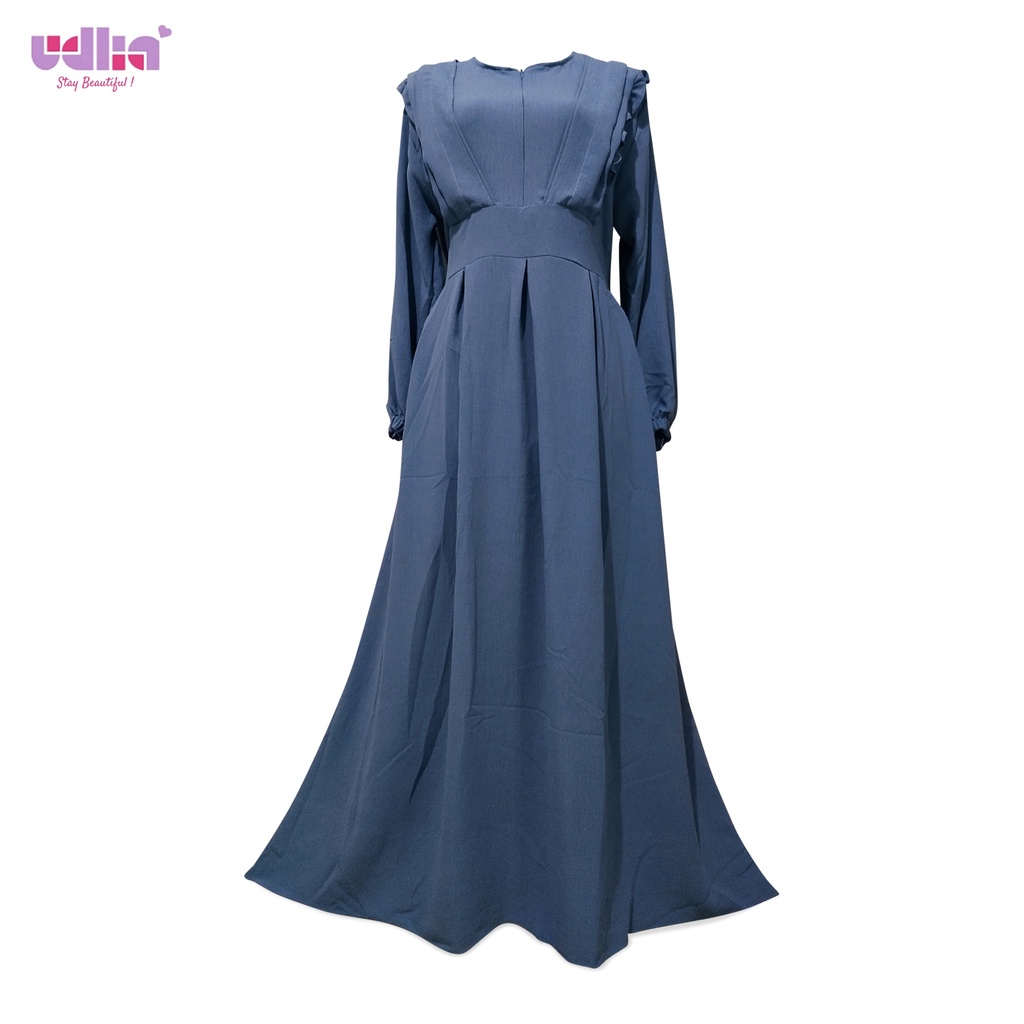 Udlia Gamis Crinkle Gamis Lebaran Viona Elegant Blue