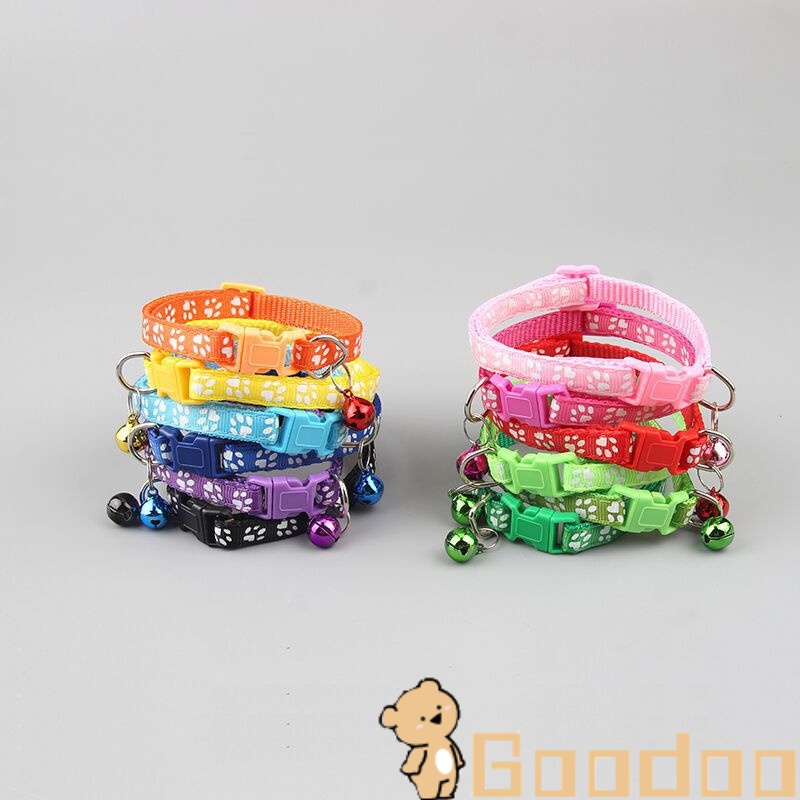 Kalung Kucing Adjustable Pet Cat Dog Puppy Glossy Reflective Collar Safety Buckle Bell Strap-Doo