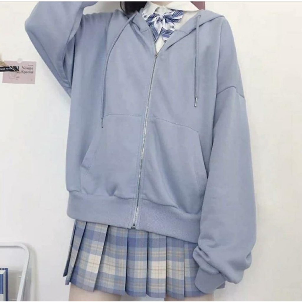 XXL Sweater Hoodie Jaket Zipper Polos wanita Oversize / Hoodie Polos Unisex / jaket hoodie oversize