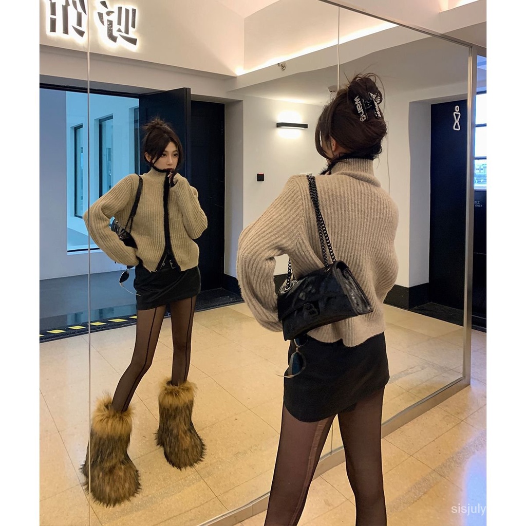 [✅BISA COD] #Sisjuly#  Jaket jumper rajutan rajutan longgar kardigan rajutan vintage khaki bentrokan