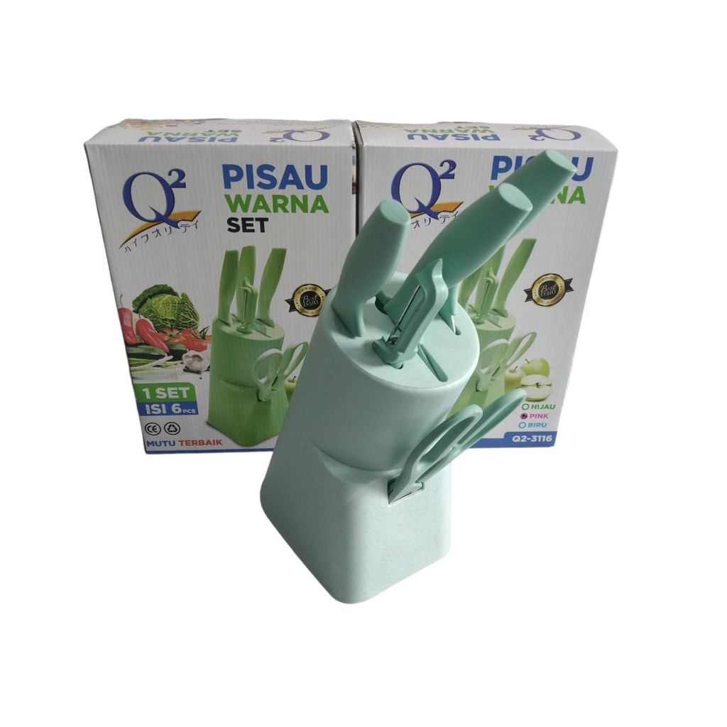 PISAU SET Q2-3116 / PISAU WARNA SET ISI 6PCS Q2-3116 / PISAU SET 5 IN1 / KNIFE SET 6IN1 DENGAN WADAH / PISAU SET DAPUR / PISAU SET Q2 MURAH / PISAU JERAMI GANDUM / PISAU Q2-3116 MURAH / PISAU SET 5IN1 KERAMIK