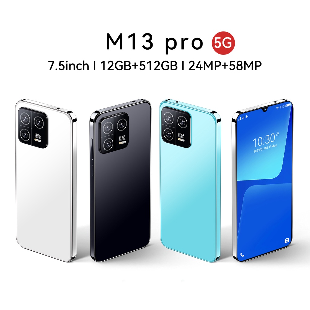 【Bisa COD】Baru Galaxy M13 Pro Handphone Asli 7.5Inci 12GB RAM+512GB ROM HD Kamera Dual SIM Dual 5G WiFi Smartphone Siswa Belajar Ponsel dual card dual standby gaming phone hp murah