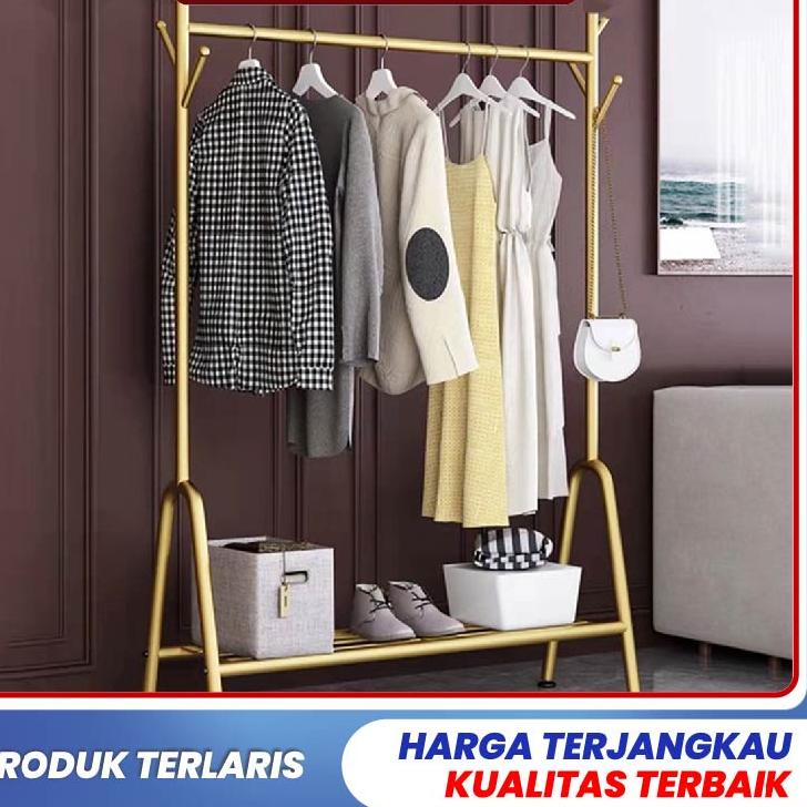 ✻ Goland Rak Gantungan Baju Stand Hanger Display Baju Tempat Gantungan Baju Rak Serbaguna Besi ➷