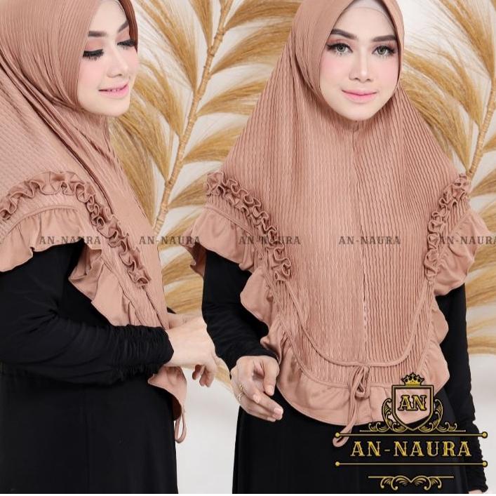 ☂ Hijab plisket list gotik pita terbaru an-naura / jilbab plisket pita rempel / bergo plisket murah 