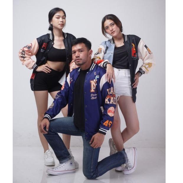 BEST SELLER JACKET VARSITY BASEBALL MOTIP TERBARU PRIA WANITA SAIZE L&XL / BASEBALL HUSTLE / BASEBAL