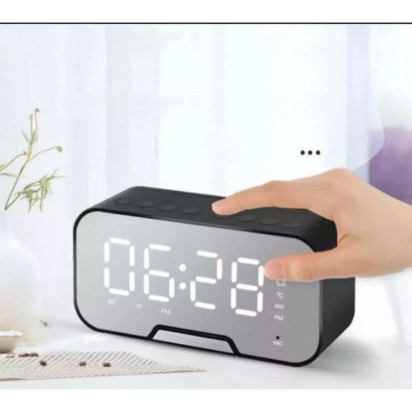 FMFIT ALARM CLOCK MIRROR kaca Bluetooth Speaker 5.0 with LED Display