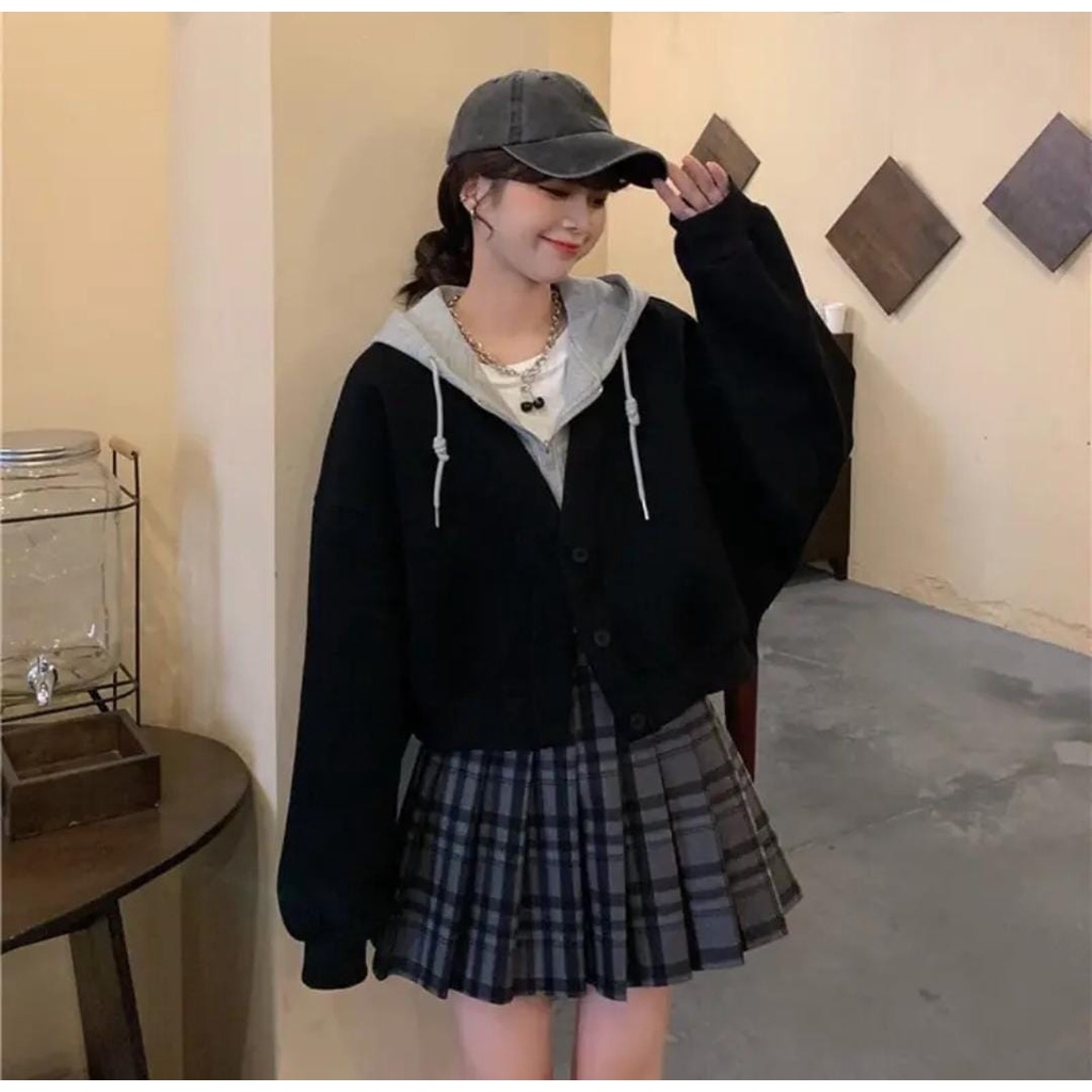 JAKET HOODIE KOREAN STYLE DOUBLE CARDIGAN SWEATER UNISEX / DOUBLE CARDIGAN UNISEX TEBAL