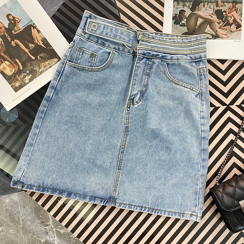 Korea Highwaist A-Line Pendek Rok Jeans Wanita kekinian