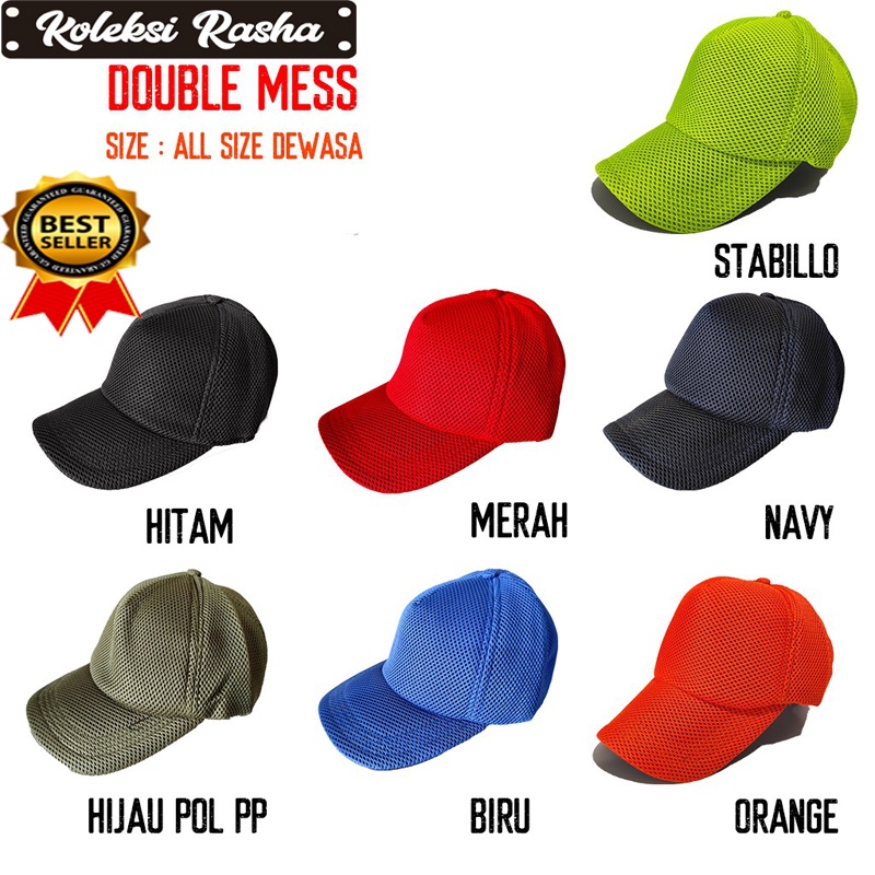 Topi jaring full doubel mesh polos Topi Satpam Topi Linmas POLOS