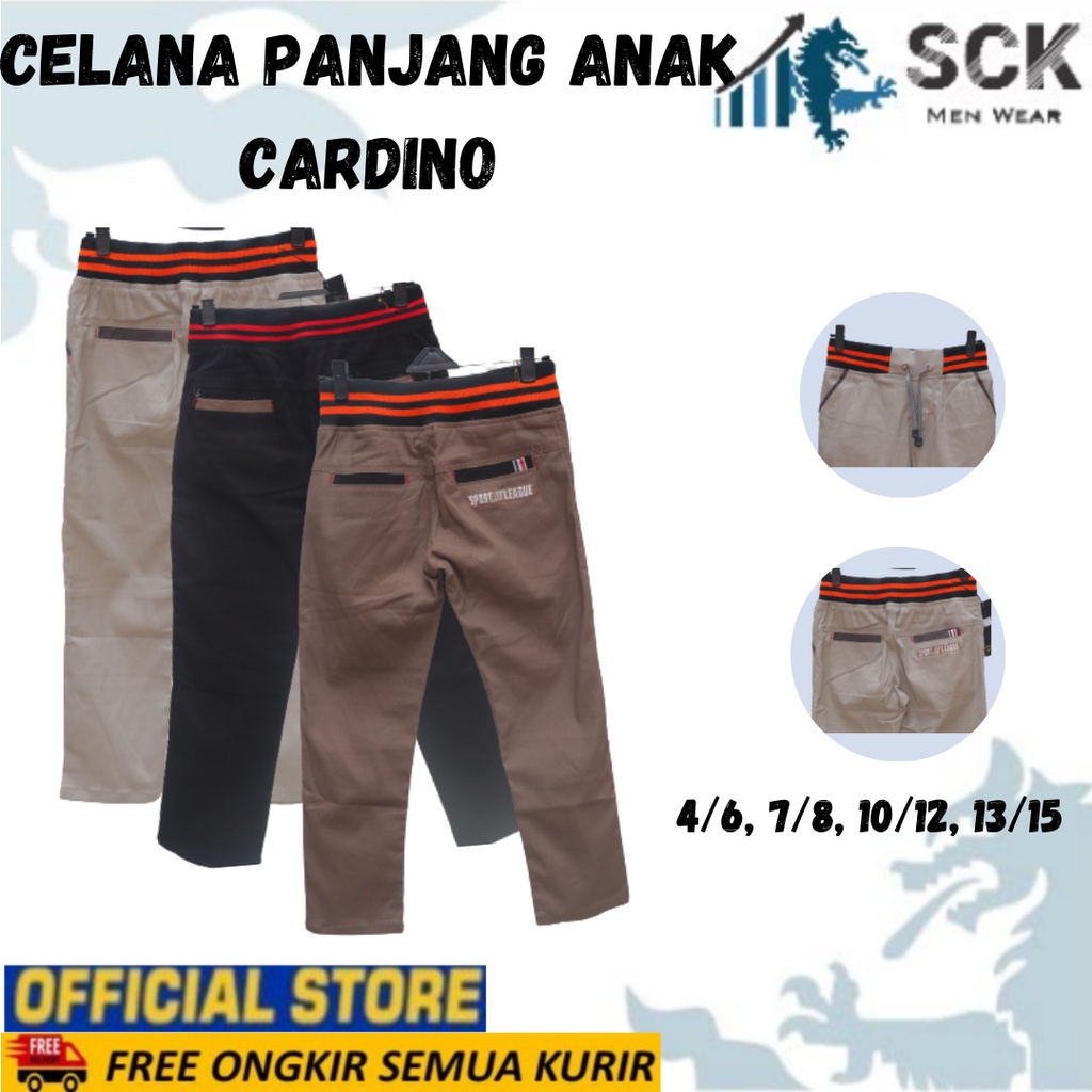 Celana Panjang Anak CARDINO Ukuran 4-15  Aneka Warna Pinggang Karet Anak Kecil / Celana Anak  - sckmenwear GROSIR