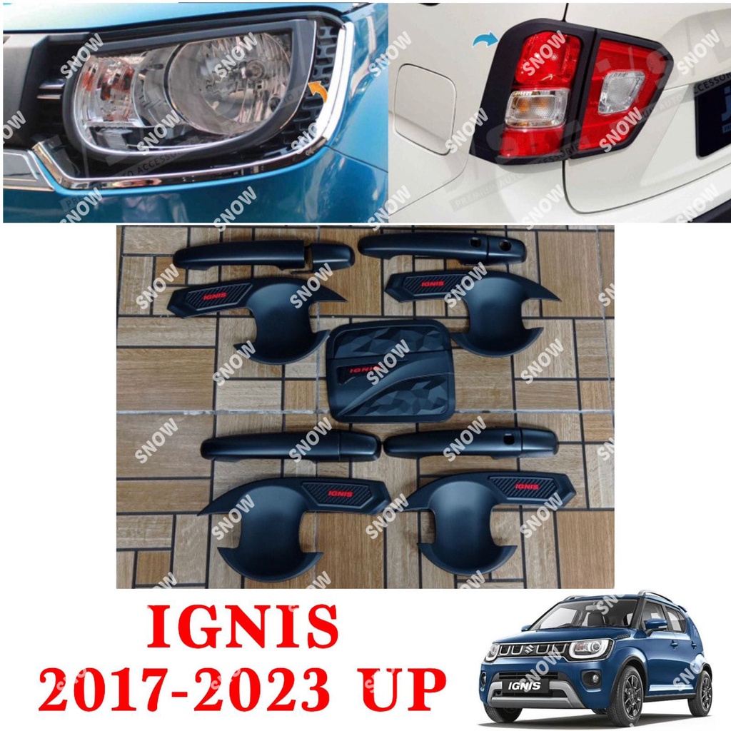 Paket Garnish Depan Belakang Outer Handle Tank Cover Suzuki Ignis 2017 2022 2023 Hitam