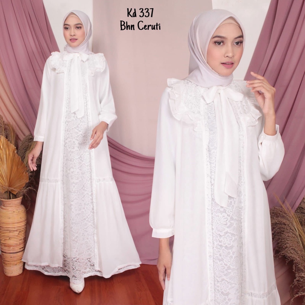 CHIANOZ Gamis Hitam Mewah Nadia Dress Brukat Renda Baju Lebaran Umroh Haji Manasik Pesta Akad 335 337