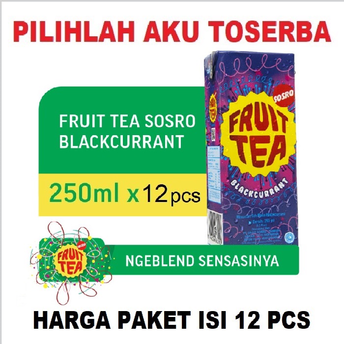 Fruit Tea Sosro BLACKCURRANT Kotak 250 ml - ( HARGA 12 pcs )