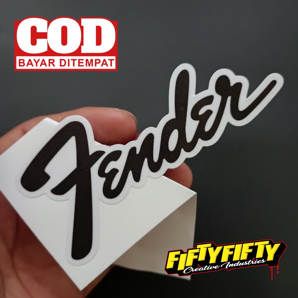 Stiker Print Cut FENDER Stiker Printing Laminasi Glossy Stiker Motor Mobil Helm Sudah Membentuk Pola Desain