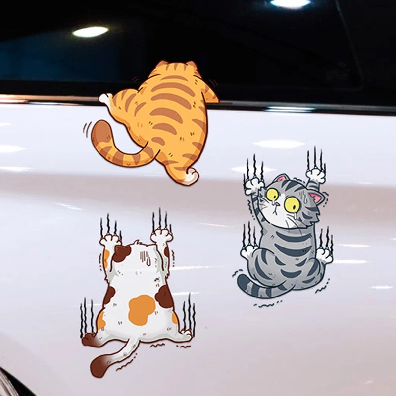 Lucu Kucing Peliharaan Stiker Mobil Lucu Kucing Panjat Hewan Styling Self Adhesive Decal Stickers Car Body Dekorasi Decals