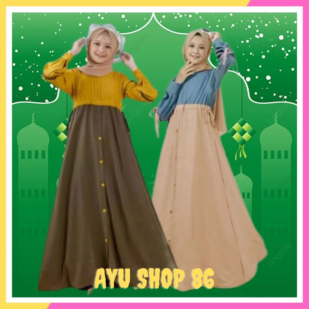Baju Gamis Anak Perempuan Tanggung Usia 12 13 14 Tahun Pesta Lebaran Idul Fitri Simpel Elegan Anggun