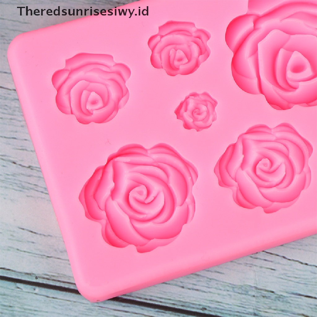 #New# 1pc 7lubang 3D Bunga Mawar Cetakan Silikon Kue DIY Cetakan Coklat Sugarcraft~