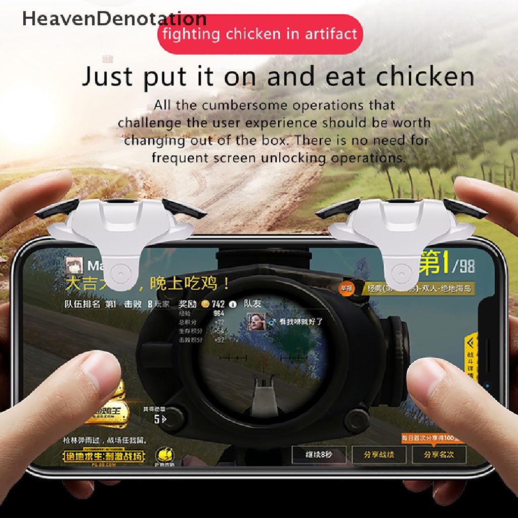 [HeavenDenotation] 2 Pcs Baru Ponsel Gamepad PUBG Gaming Controller Trigger Fire Tombol Handle Shooter Game Joys Gamepad Untuk Ponsel Universal HDV