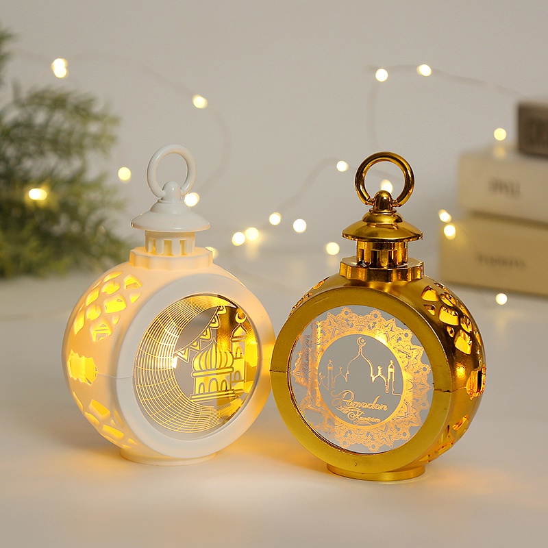 Eid Mubarak Lampu Malam Portable Hias LED Lentera Angin Ornamen Dekorasi Festival Ramadhan Gurbang Untuk Perlengkapan Dekorasi Pesta Muslim Rumah