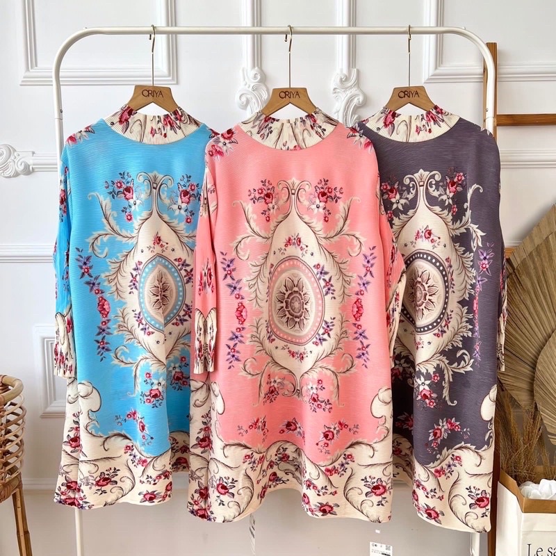 TUNIK MOTIF PLISKET TUNIK PLEATS TUNIK PLEATED BANGKOK TUNIK TURUN NAIK