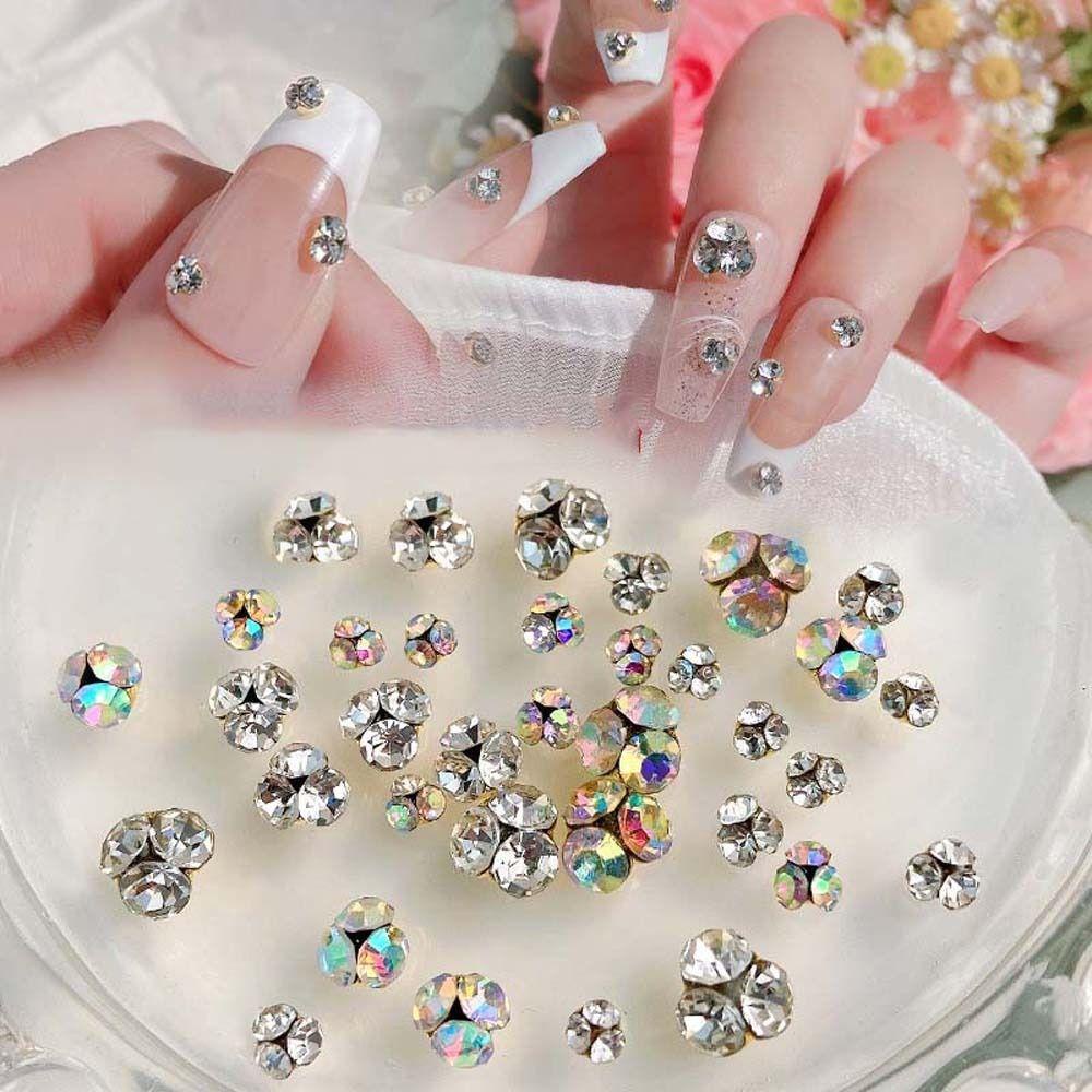 AUGUSTINA Agustina Kuku Rhinestones Pesona Kuku AB Warna Manikur Aksesoris Kuku Jepang Nail Art 3D Nail Art Drills