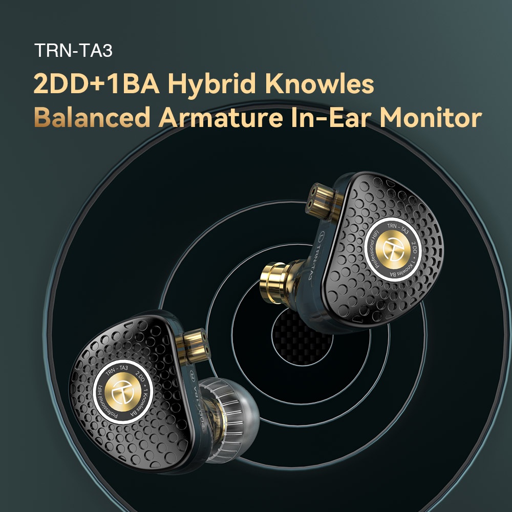 Trn TA3 HiFi 1BA+2DD Knowles Hybrid Metal Earphone Beryllium plated In-ear Monitor Headset Musik Earbud Olahraga Lari Headphone