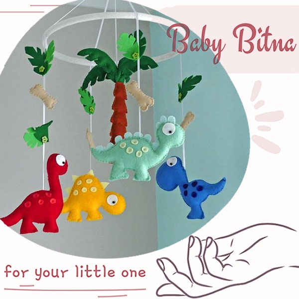 Dino Pohon kelapa | Mainan Boneka Edukasi untuk Hiasan Gantung Kamar Bayi