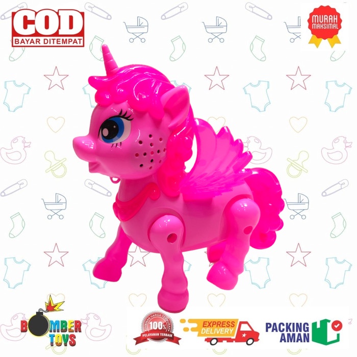 MAINAN ANAK BINATANG WALKING UNICORN KUDA PONI LUCU LAMPU MUSIK MURAH