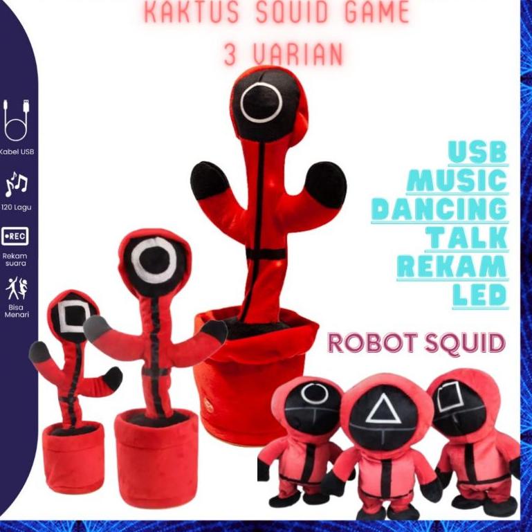 SPECIAL PRICE Mainan Boneka Squid Game Kaktus Merah/Bisa Bicara/LED Kaktus Music Mainan Boneka Kaktu