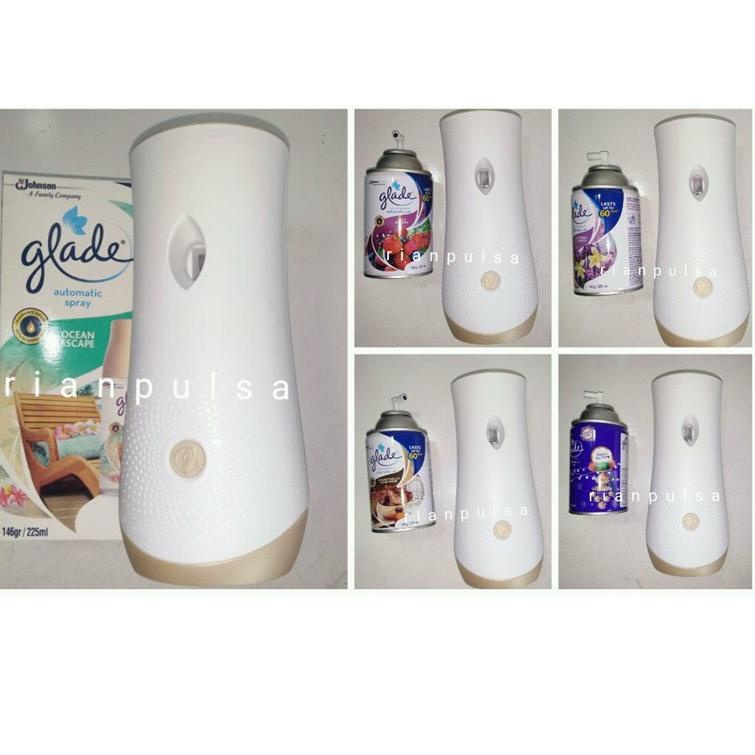 ♦ Pengharum ruangan Mesin Spray Otomatis GLADE air Freshener alat refill lavender vanila Outwood oce
