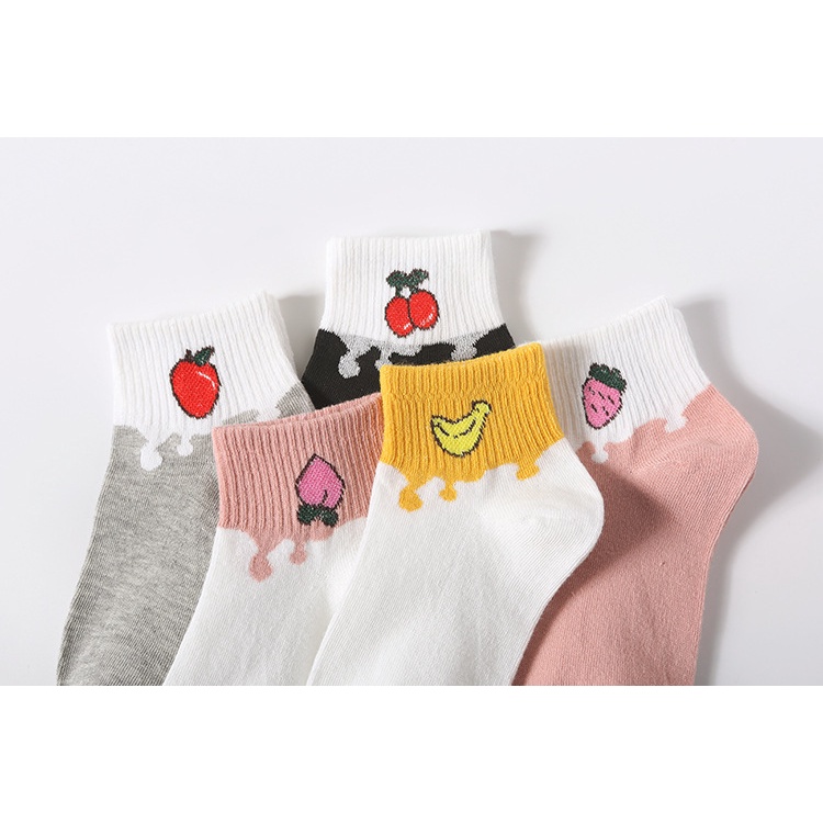 T&amp;Y Kaos Kaki Wanita Motif Buah-Buahan 6583 Kaos Kaki Karakter Unisex Tinggi Cute Socks Fruit Korean Model Simple