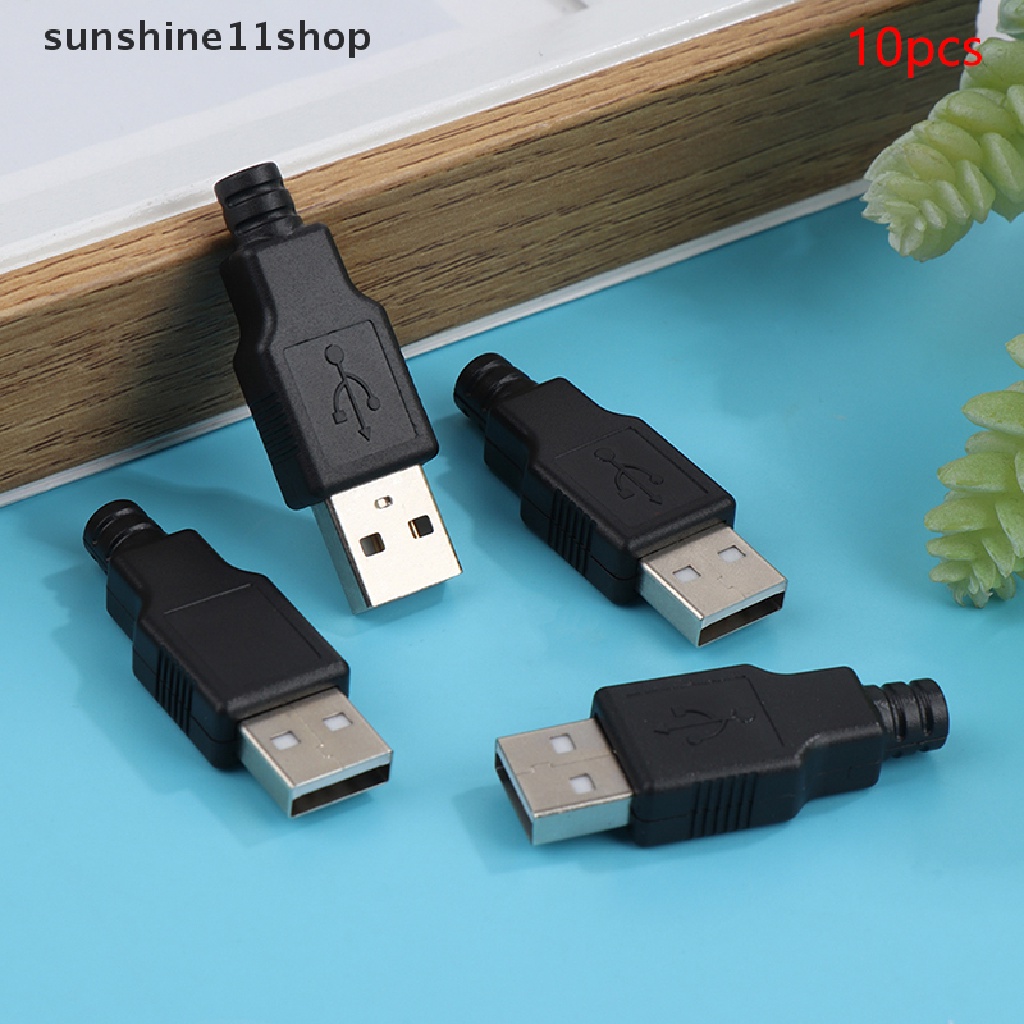 Sho 10pcs Solder USB Male Tipe A 4pin Plug Socket Konektor Colokan USB N