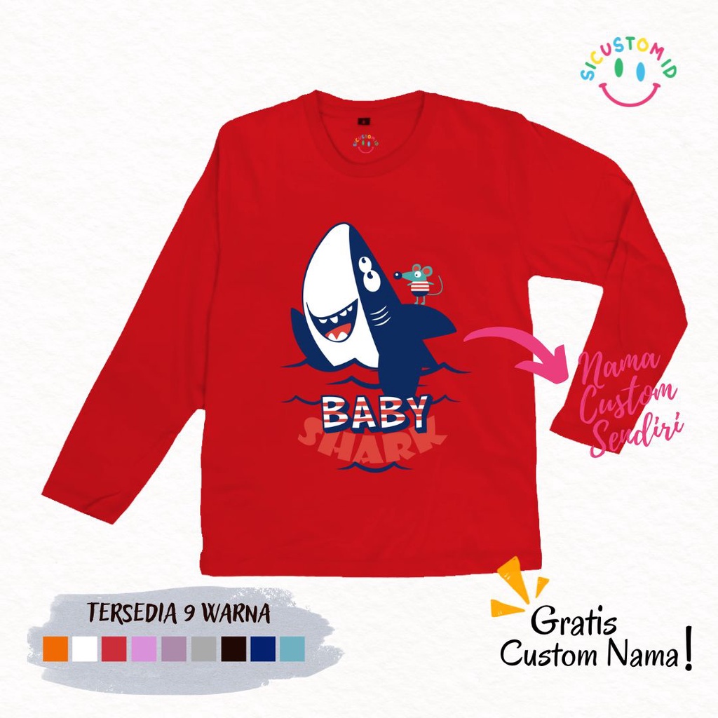 TERLARIS BAJU KAOS ANAK TANGAN PANJANG BABY SHARK KARTUN ANAK YOUTUBE