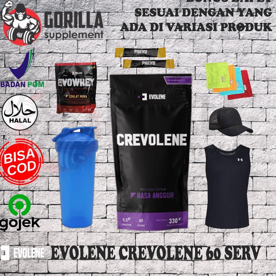 12.12 Brands Festival Crevolene Creatine evolene 330 gram kreatin CREAVOLENE BPOM HALAL MUi bulking 