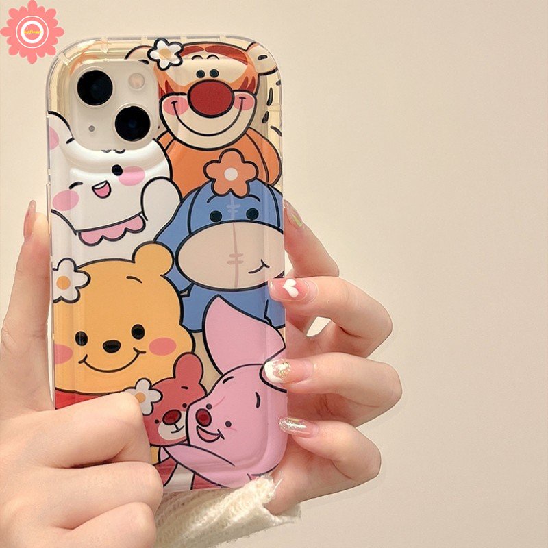 IPHONE Case Beruang Winnie The Pooh Kartun Lucu Kompatibel Untuk Iphone11 12 13 14 Pro Max7 8 Plus XR XS Max X6 6s Plus SE 2020 Shockproof Airbag Lembut TPU Full Penutup Belakang