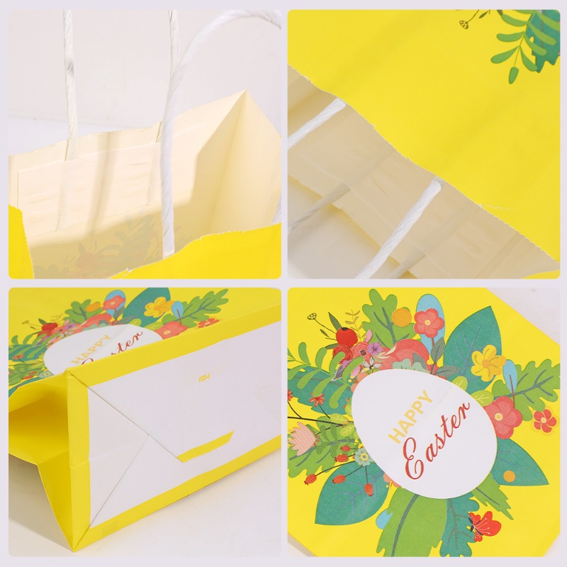 Easter Kraft Bag With Handle/Kantong Kemasan Cookies Kelinci Kelinci Lucu/Perlengkapan Dekorasi Pesta Happy Easter