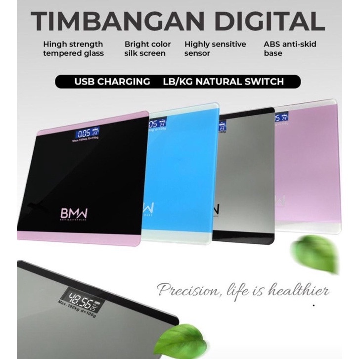 Timbangan Badan Digital With USB Charging LED Timbangan Badan Digital Dengan Temperature USB Deteksi