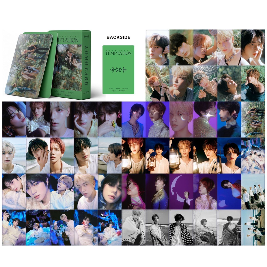 55pcs / box TXT Album TEMPTATION GREEN Photocards SOOBIN BEOMGYU YEONJUN TAEHYUN HUENINGKAI Lomo Cards Kpop Postcards